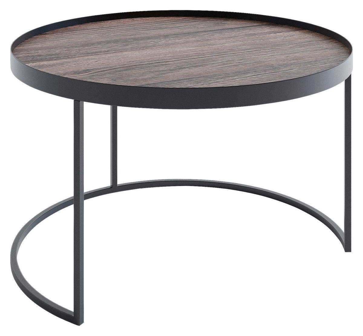 COUCHTISCH Eiche massiv 38/38/54 cm rund Schwarz, Eichefarben  - Eichefarben/Schwarz, Design, Holz/Metall (38/38/54cm) - Novel