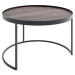 COUCHTISCH Eiche massiv 38/38/54 cm rund Schwarz, Eichefarben  - Eichefarben/Schwarz, Design, Holz/Metall (38/38/54cm) - Novel