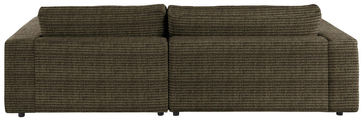 ECKSOFA in Chenille Olivgrün  - Schwarz/Olivgrün, Design, Kunststoff/Textil (270/190cm) - Lomoco