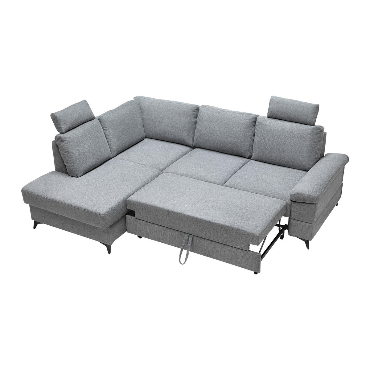 ECKSOFA Webstoff Grau  - Schwarz/Grau, Modern, Textil/Metall (189/87-103/250cm) - MID.YOU
