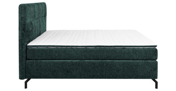 BOXSPRINGBETT 160/200 cm,  in Dunkelgrün, Topper, H2 + H2 = mittel  - Dunkelgrün/Schwarz, Design, Textil/Metall (160/200cm) - Esposa