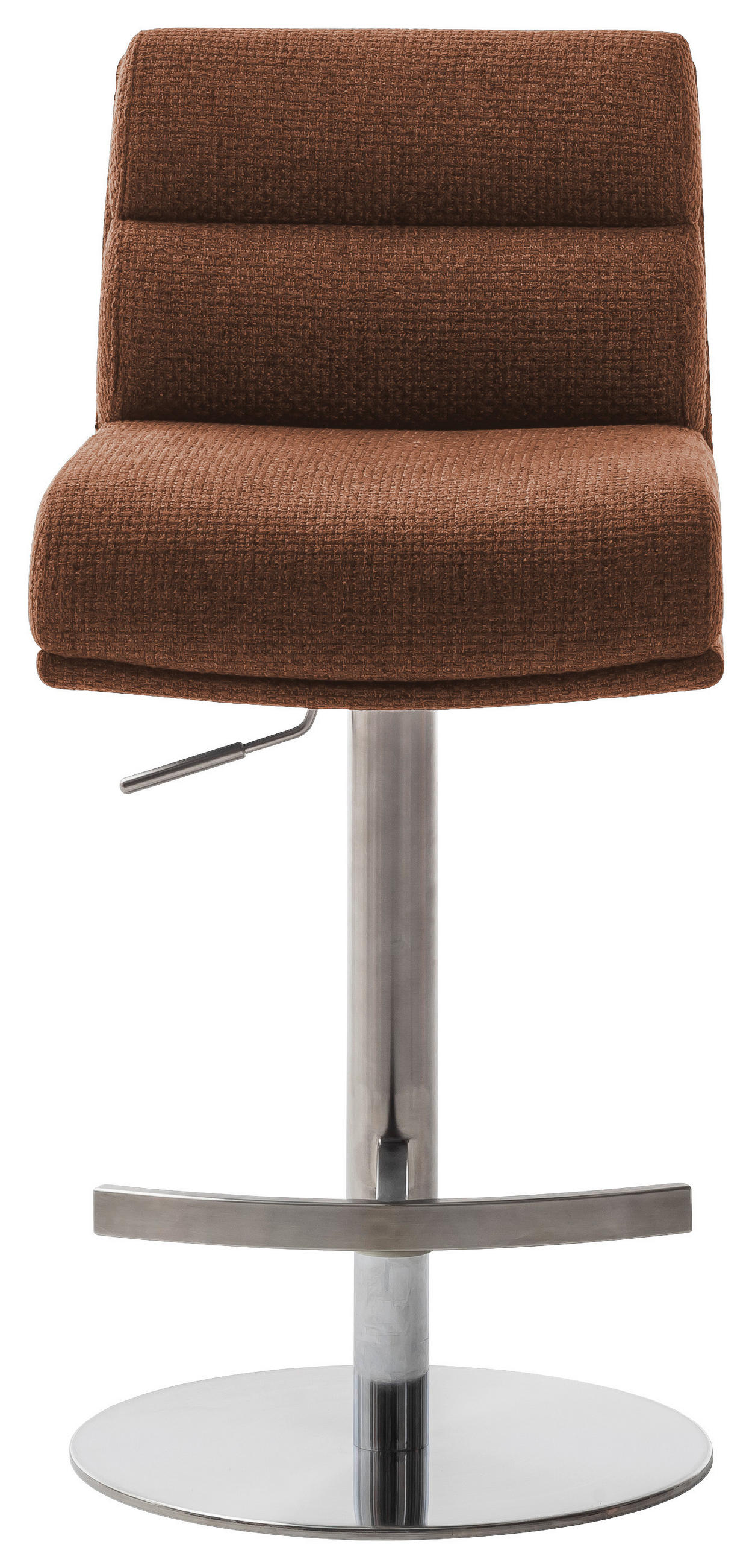 BARHOCKER Webstoff Edelstahlfarben, Rostfarben Edelstahl Stoffauswahl, Typenauswahl, Sitzfläche 360° drehbar  - Edelstahlfarben/Rostfarben, Design, Textil/Metall (43/84/52cm) - Dieter Knoll