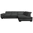 ECKSOFA Dunkelgrau Flachgewebe  - Dunkelgrau/Schwarz, Design, Textil/Metall (313/242cm) - Xora