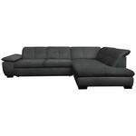 ECKSOFA in Flachgewebe Dunkelgrau  313/242 cm  - Dunkelgrau/Schwarz, Design, Textil/Metall (313/242cm) - Xora