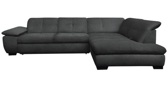 ECKSOFA Dunkelgrau Flachgewebe  - Dunkelgrau/Schwarz, Design, Textil/Metall (313/242cm) - Xora