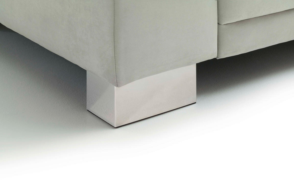 ECKSOFA in Mikrofaser Hellbraun  - Chromfarben/Hellbraun, Design, Textil (270/205cm) - Pure Home Lifestyle