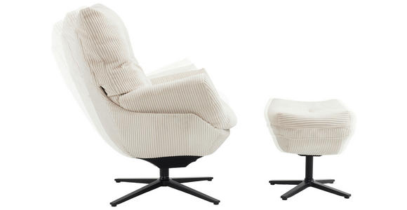 RELAXSESSELSET Cord Relaxfunktion, Hocker - Beige/Schwarz, Design, Textil/Metall (77/100/78cm) - Carryhome