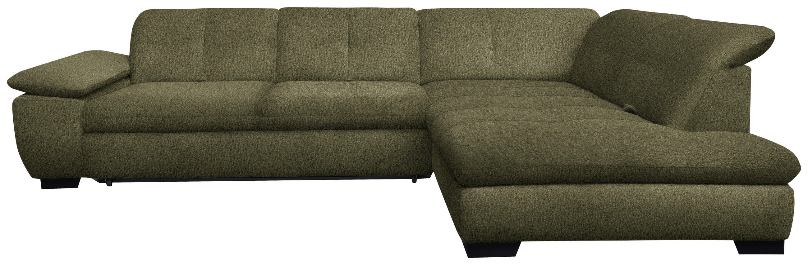 ECKSOFA in Flachgewebe Olivgrün  - Schwarz/Olivgrün, Design, Textil/Metall (313/242cm) - Xora