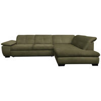 ECKSOFA in Flachgewebe Olivgrün  - Schwarz/Olivgrün, Design, Textil/Metall (313/242cm) - Xora