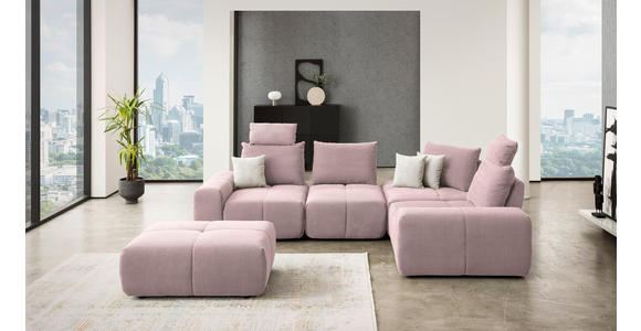 ECKSOFA in Velours Altrosa  - Schwarz/Altrosa, Design, Kunststoff/Textil (326/236cm) - Xora