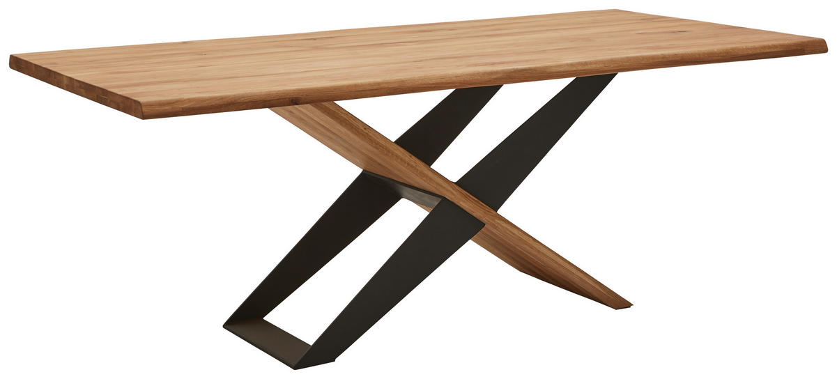 ESSTISCH in Holz, Metall 200/100/77 cm  - Eichefarben/Schwarz, Design, Holz/Metall (200/100/77cm) - Valnatura