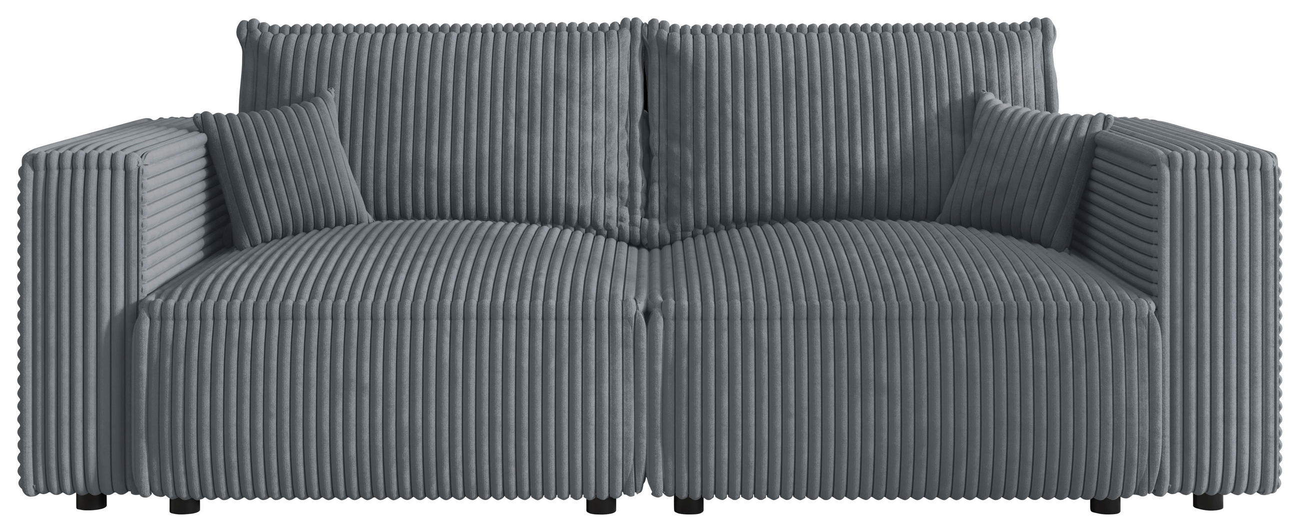 SCHLAFSOFA Cord Grau  inkl. Zierkissen, Bettkasten, Schlaffunktion  - Schwarz/Grau, MODERN, Kunststoff/Textil (250/68/104cm) - Xora