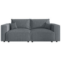 SCHLAFSOFA Cord Grau  inkl. Zierkissen, Bettkasten, Schlaffunktion  - Schwarz/Grau, MODERN, Kunststoff/Textil (250/68/104cm) - Xora