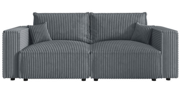 SCHLAFSOFA Cord Grau  inkl. Zierkissen, Bettkasten, Schlaffunktion  - Schwarz/Grau, MODERN, Kunststoff/Textil (250/68/104cm) - Xora