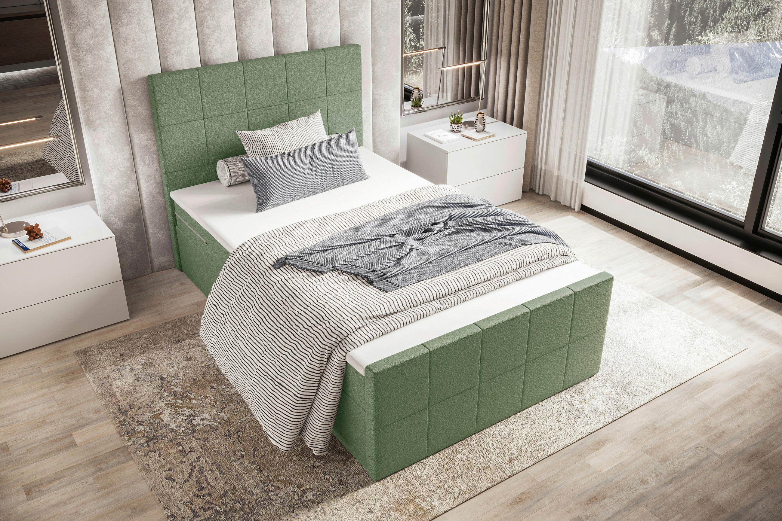 BOXBETT 100/200 cm  in Grün  - Grün, KONVENTIONELL, Kunststoff/Textil (100/200cm) - Boxxx