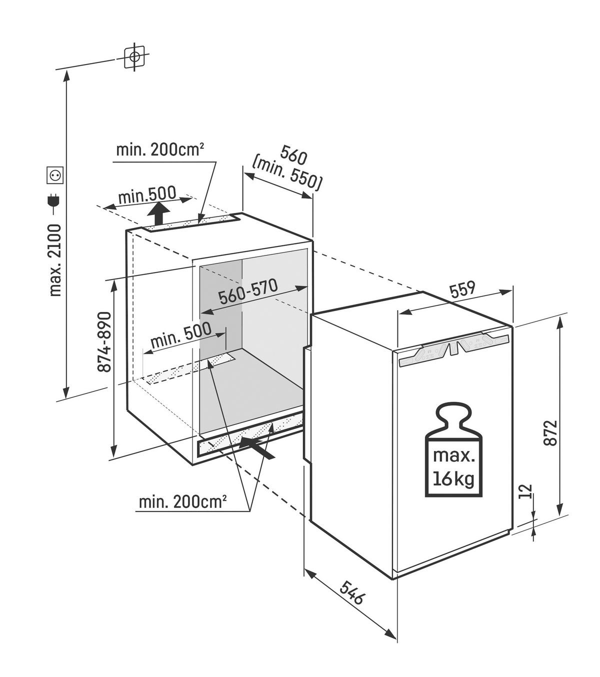 KÜHLSCHRANK 55,9/87,2/54,6 cm IRE3901-22  - Weiß, Basics, Kunststoff/Metall (55,9/87,2/54,6cm) - Liebherr