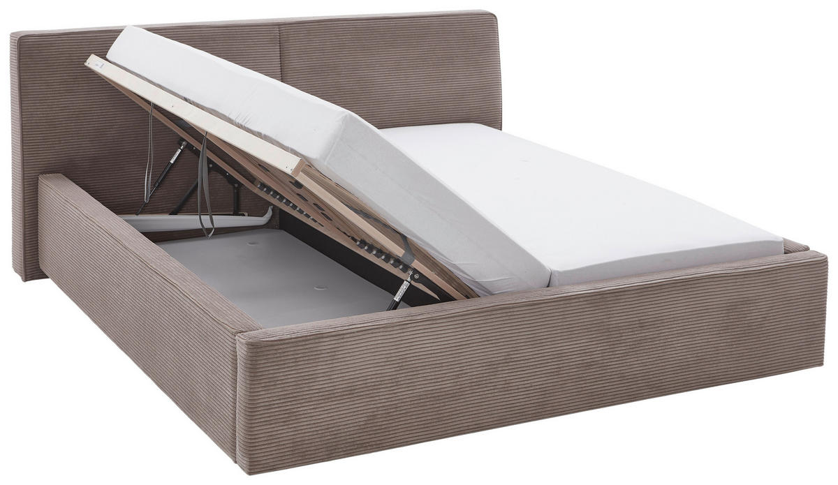 POLSTERBETT 180/200 cm  in Taupe  - Taupe/Birkefarben, Design, Holz/Textil (180/200cm) - Boxxx