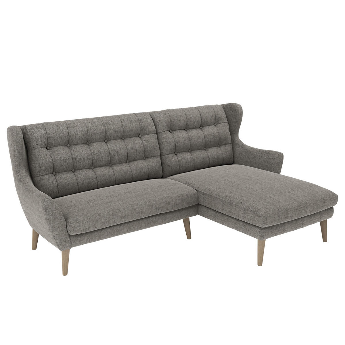 ECKSOFA in Webstoff Dunkelgrau  - Eichefarben/Dunkelgrau, Konventionell, Holz/Textil (173/107/250cm) - Trendmanufaktur