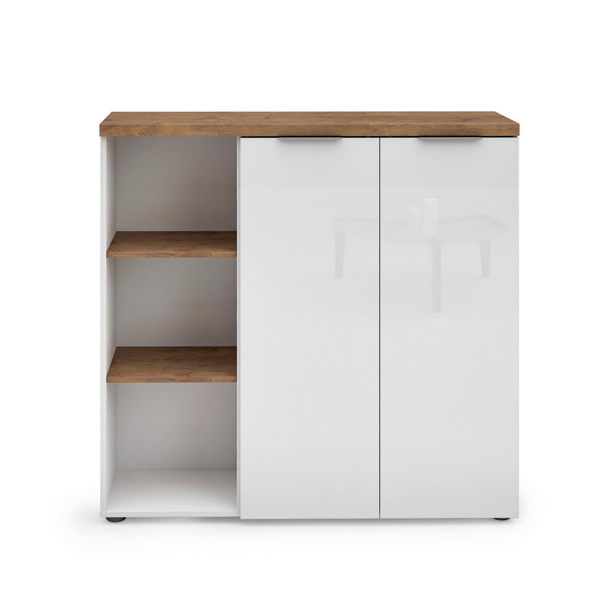 VISOKA KOMODA   120,3/115/34 cm   bijela, boje hrasta  - bijela/boje hrasta, Design, drvni materijal/metal (120,3/115/34cm) - Voleo