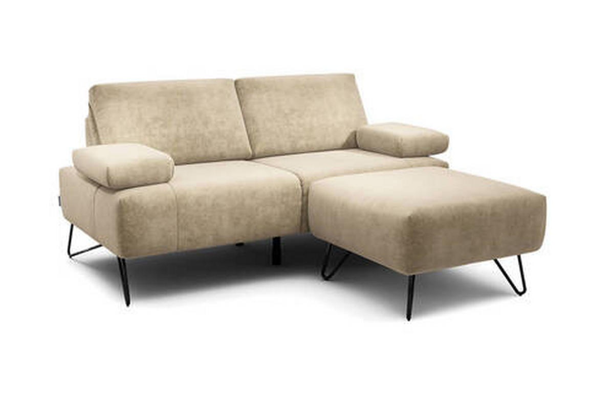 2-SITZER-SOFA Samt Naturfarben  - Schwarz/Naturfarben, Design, Textil/Metall (164-194/85/86-94cm) - SENSOO