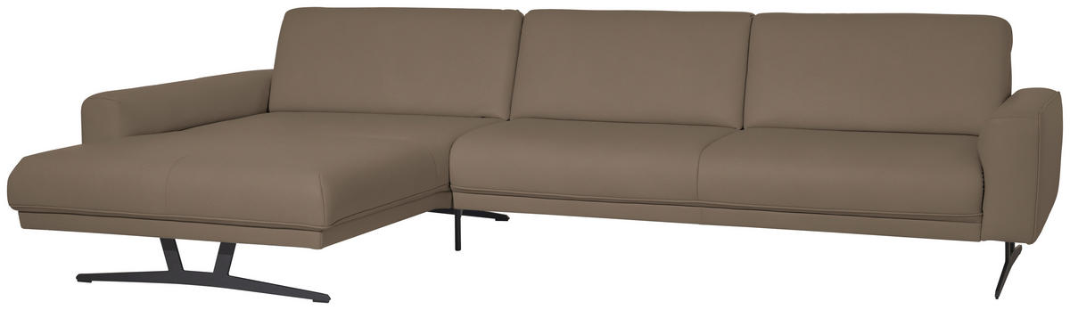 ECKSOFA in Echtleder Greige  - Greige/Anthrazit, Konventionell, Leder/Metall (179/324cm) - Johann Jakob