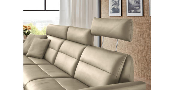 ECKSOFA in Echtleder Ecru 169/298 cm - Ecru/Schwarz, Design, Leder/Metall (169/298cm) - Dieter Knoll