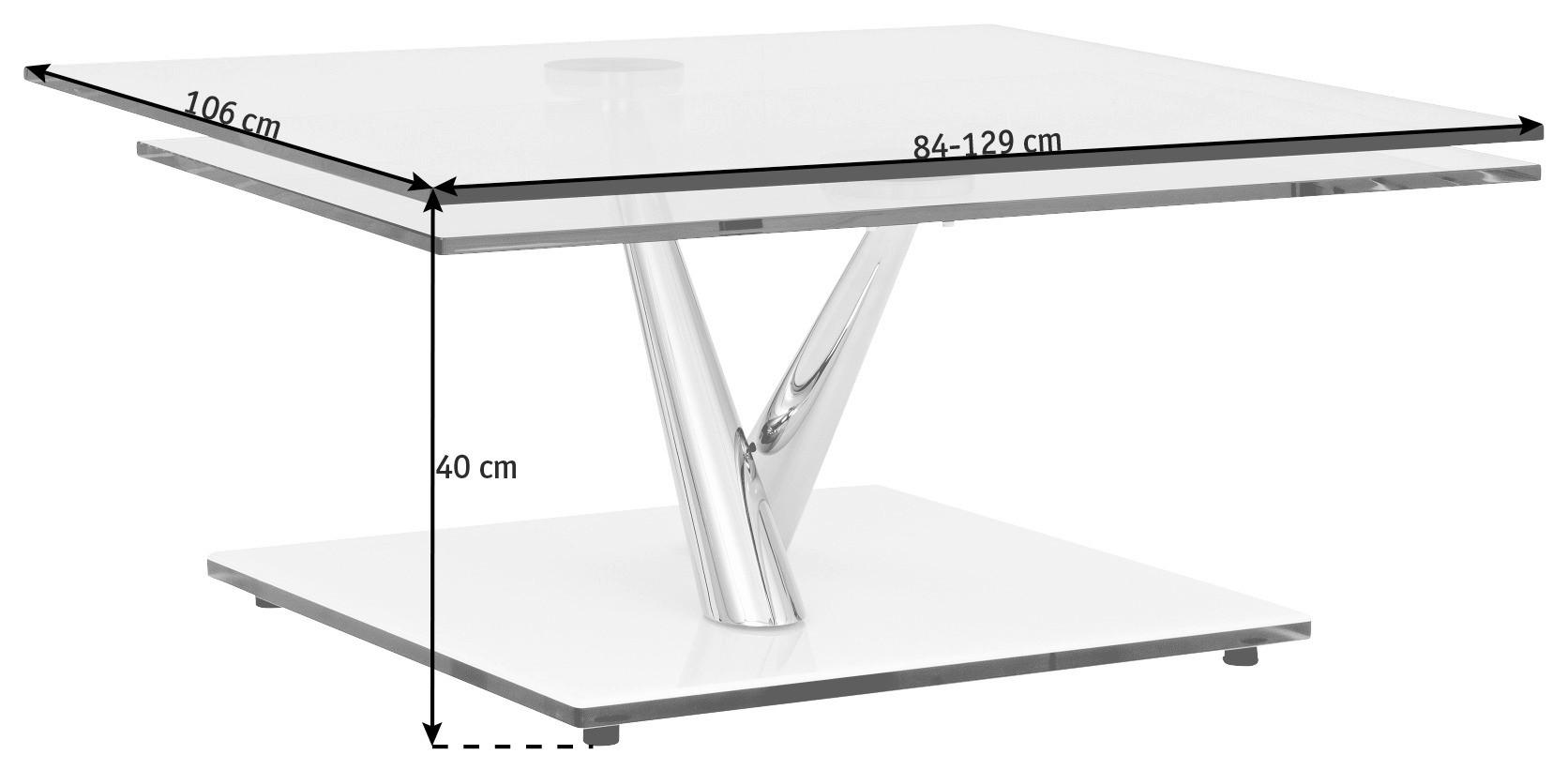 COUCHTISCH in Holz, Metall, Keramik 84-129/106/40 cm  - Chromfarben/Eichefarben, Design, Holz/Keramik (84-129/106/40cm) - Naos