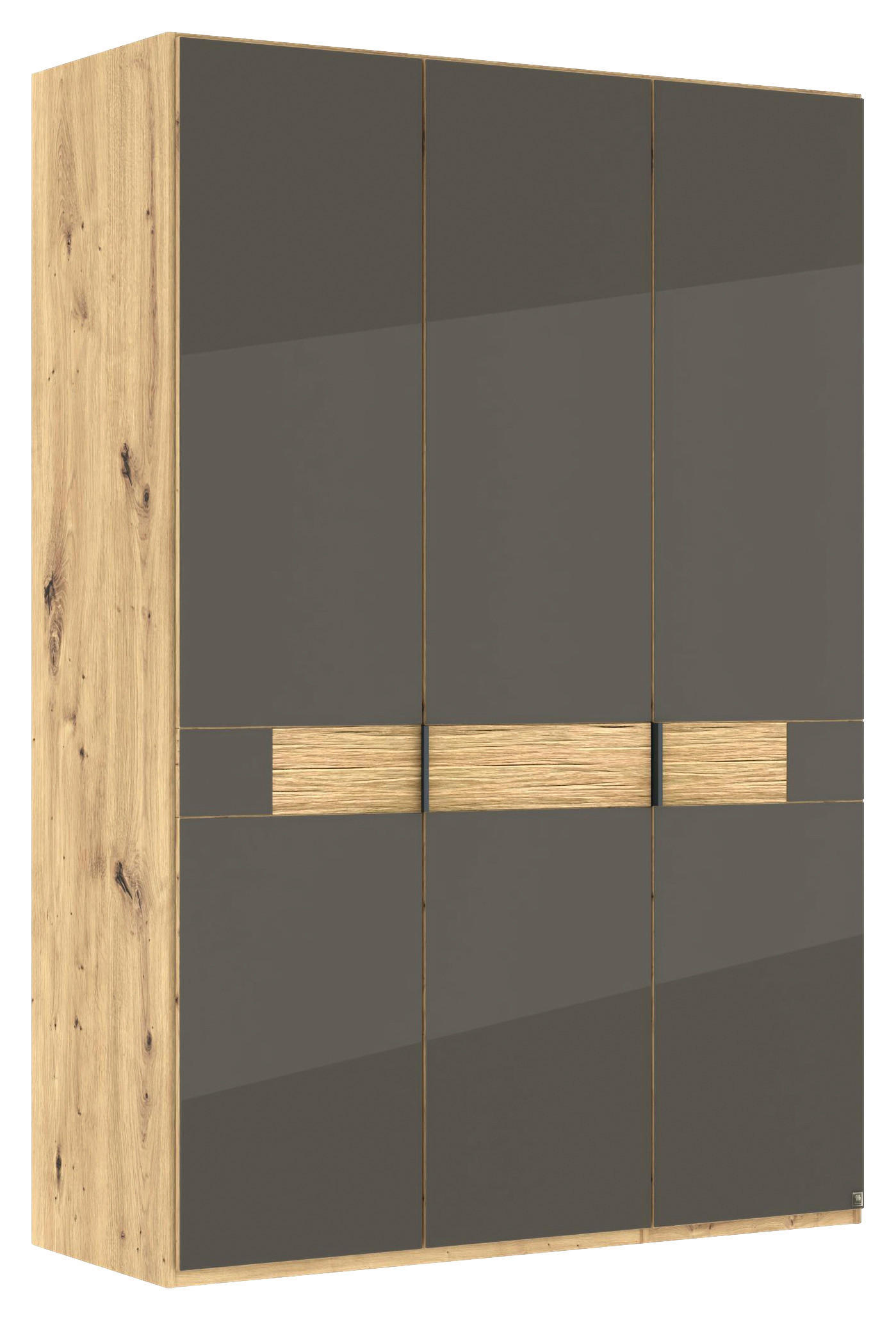 DREHTÜRENSCHRANK 150/216/58 cm,  in Eiche Bianco, 3 Tür(en)  - Schieferfarben/Eiche Bianco, Design, Glas/Holz (150/216/58cm) - Musterring