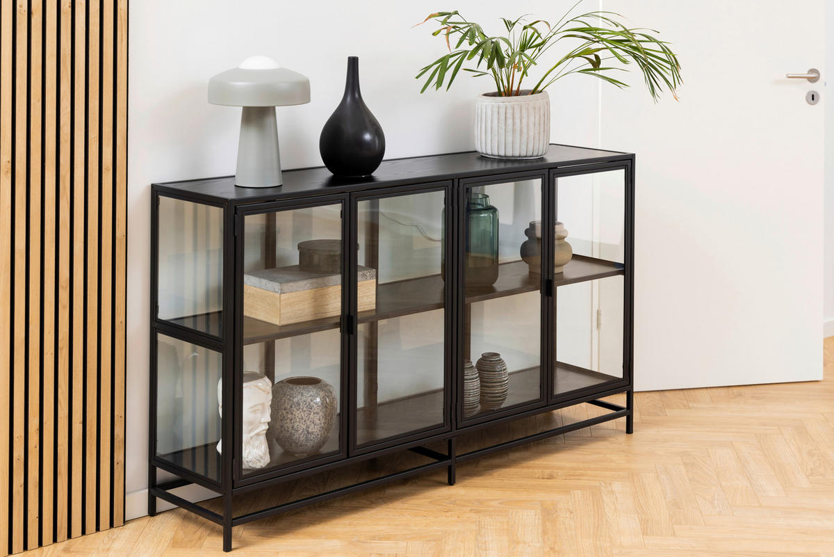 SIDEBOARD Seaford  in 152,4/86,4/35 cm  - Schwarz, Trend, Glas/Holzwerkstoff (152,4/86,4/35cm)