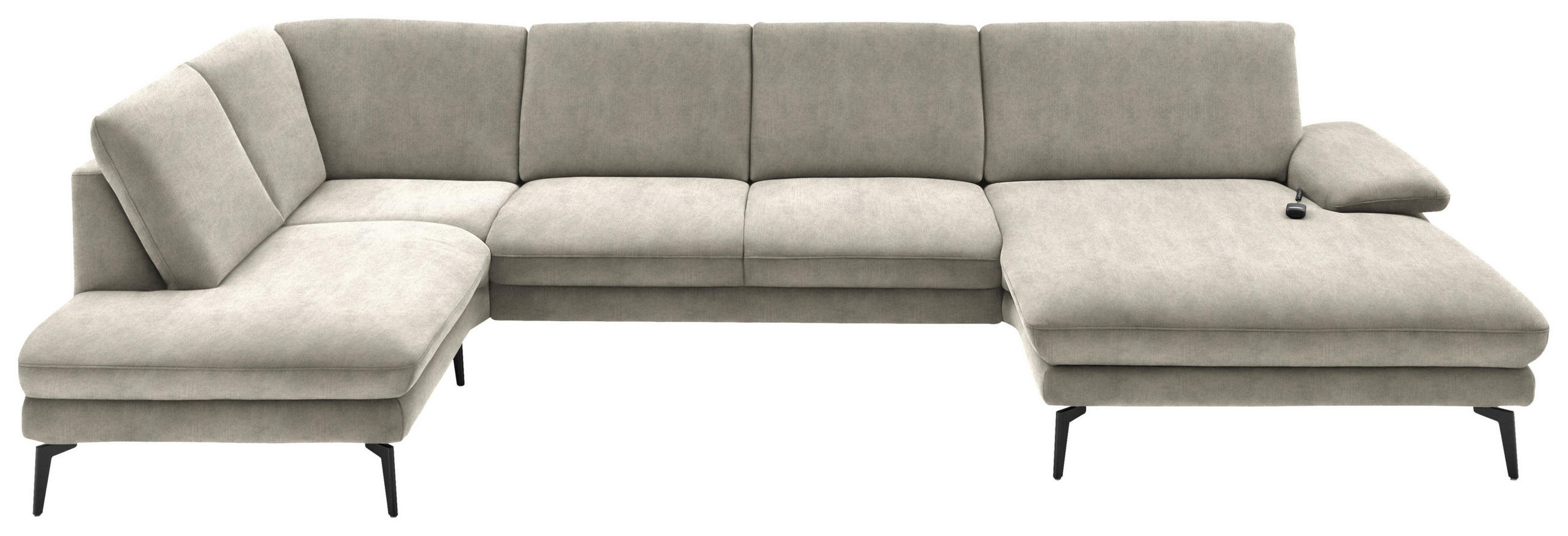 WOHNLANDSCHAFT in Velours Platinfarben  - Platinfarben/Schwarz, Design, Textil/Metall (208/344/180cm) - Dieter Knoll