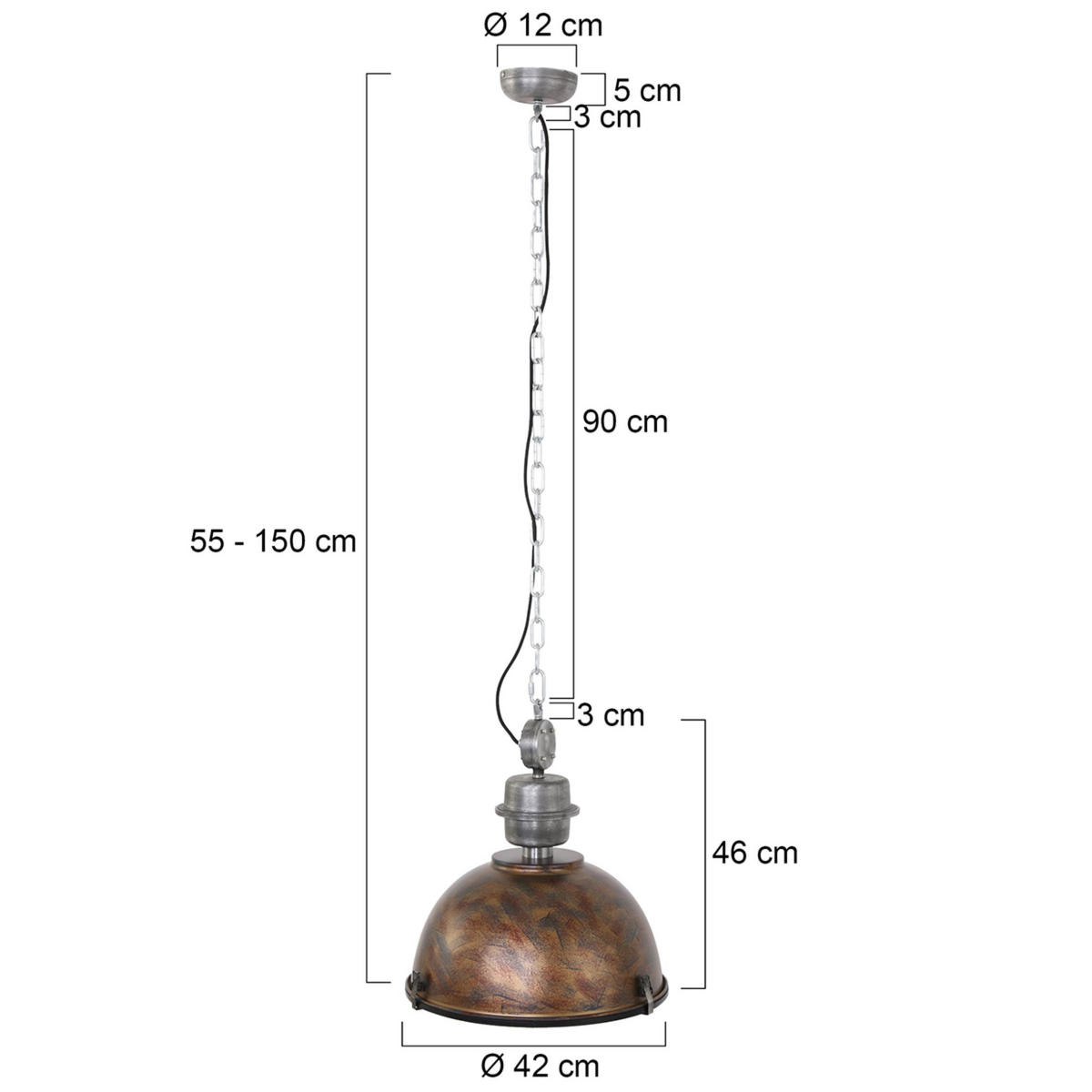PENDELLEUCHTE  42/145/42 cm   - Braun, Trend, Glas/Metall (42/145/42cm)
