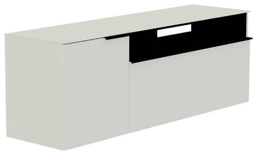LOWBOARD in 160/56/45 cm - Schwarz/Weiß, Design, Glas/Holzwerkstoff (160/56/45cm) - Moderano