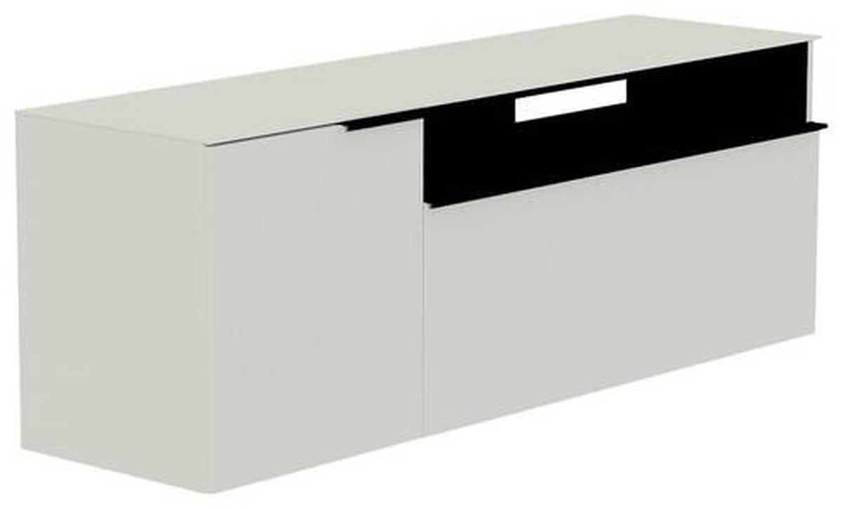 LOWBOARD  in 160/56/45 cm  - Weiss/Schwarz, Design, Glas/Holzwerkstoff (160/56/45cm) - Moderano