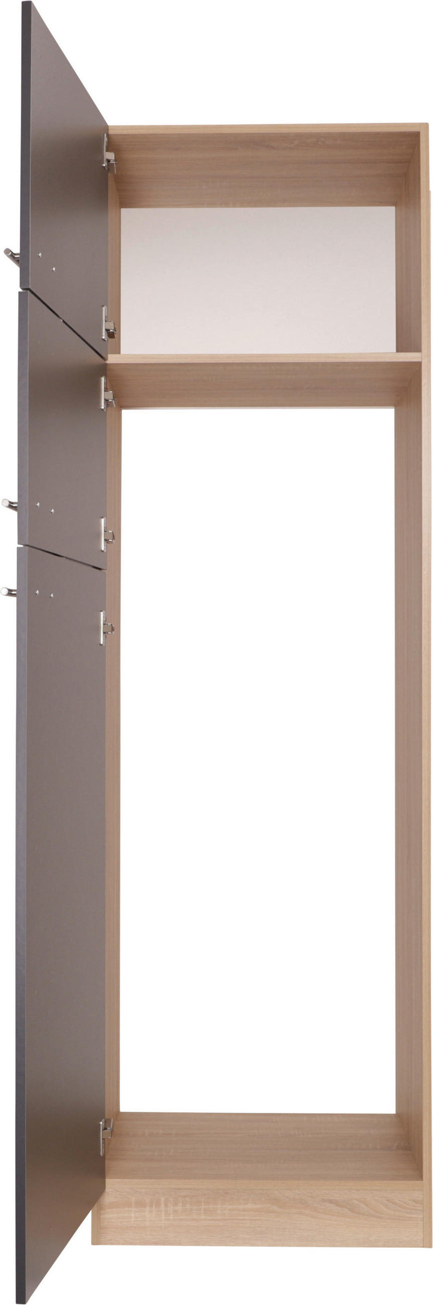 GERÄTEUMBAUSCHRANK 60/200/60 cm  in Grau, Eichefarben  - Eichefarben/Silberfarben, Basics, Holzwerkstoff/Metall (60/200/60cm) - Respekta