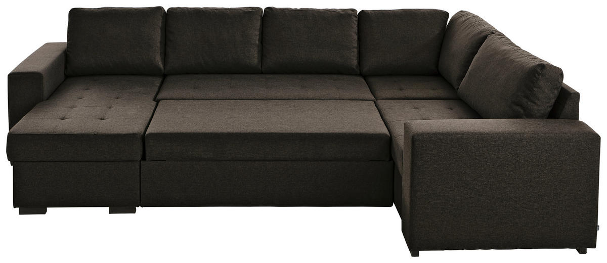 SEDEŽNA GARNITURA, tkanina temno rjava  - črna/temno rjava, Konvencionalno, umetna masa/tekstil (157/313/207cm) - Ti'me