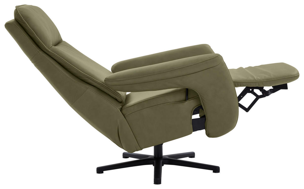 RELAXSESSEL in Leder Grün  - Schwarz/Grün, Design, Leder/Metall (83/112/87-174cm) - Valdera
