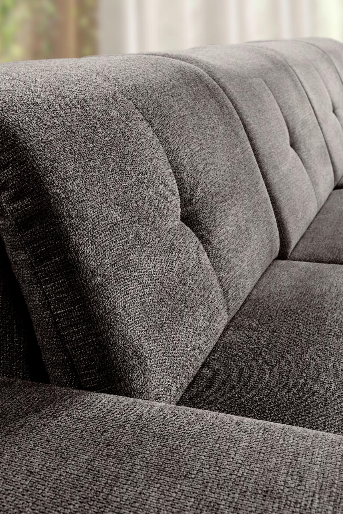 WOHNLANDSCHAFT Schwarz Chenille  - Schwarz/Grau, KONVENTIONELL, Kunststoff/Textil (240/340/188cm) - Carryhome