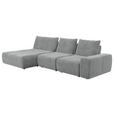 ECKSOFA in Velours Grau  - Schwarz/Grau, Design, Kunststoff/Textil (174/342cm) - Xora