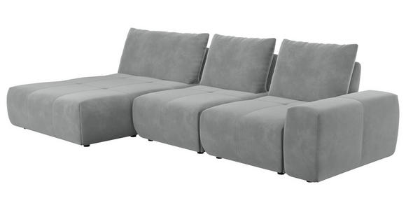 ECKSOFA in Velours Grau  - Schwarz/Grau, Design, Kunststoff/Textil (174/342cm) - Xora