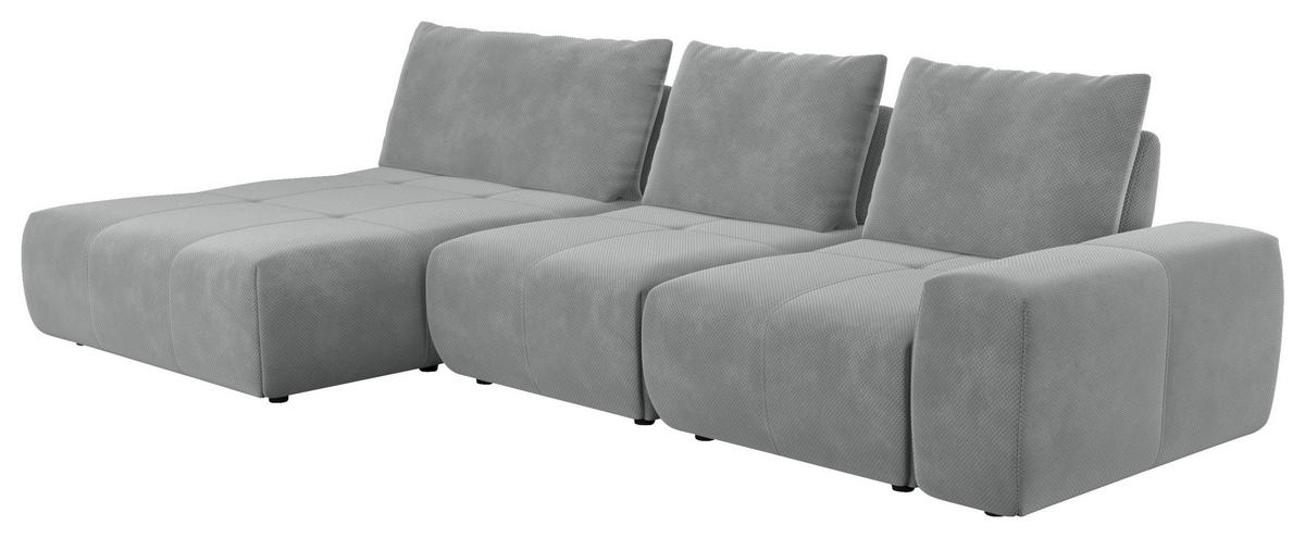 ECKSOFA in Velours Grau  - Schwarz/Grau, Design, Kunststoff/Textil (174/347cm) - Xora