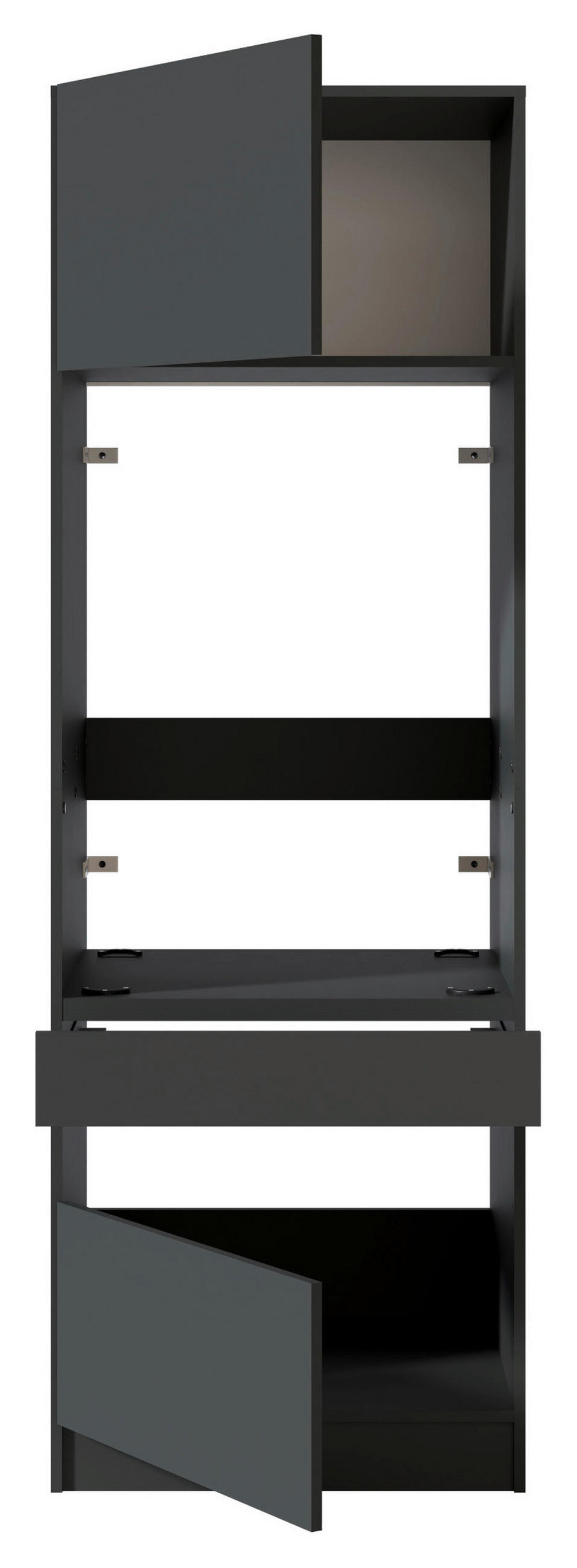 WASCHMASCHINENSCHRANK  68/200/68 cm  - Anthrazit/Schwarz, Design, Holzwerkstoff/Metall (68/200/68cm) - Milino