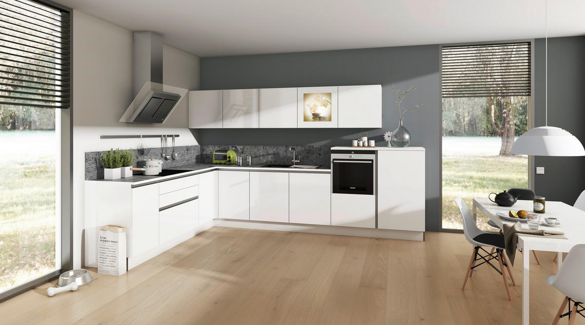 EINBAUKÜCHE   - Weiss/Ulmefarben, Design, Holzwerkstoff - Dieter Knoll