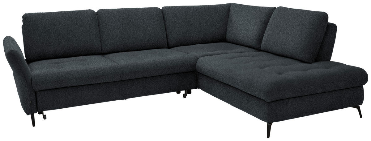 ECKSOFA in Struktur Anthrazit  - Anthrazit/Schwarz, Natur, Textil/Metall (288/233cm) - Valnatura