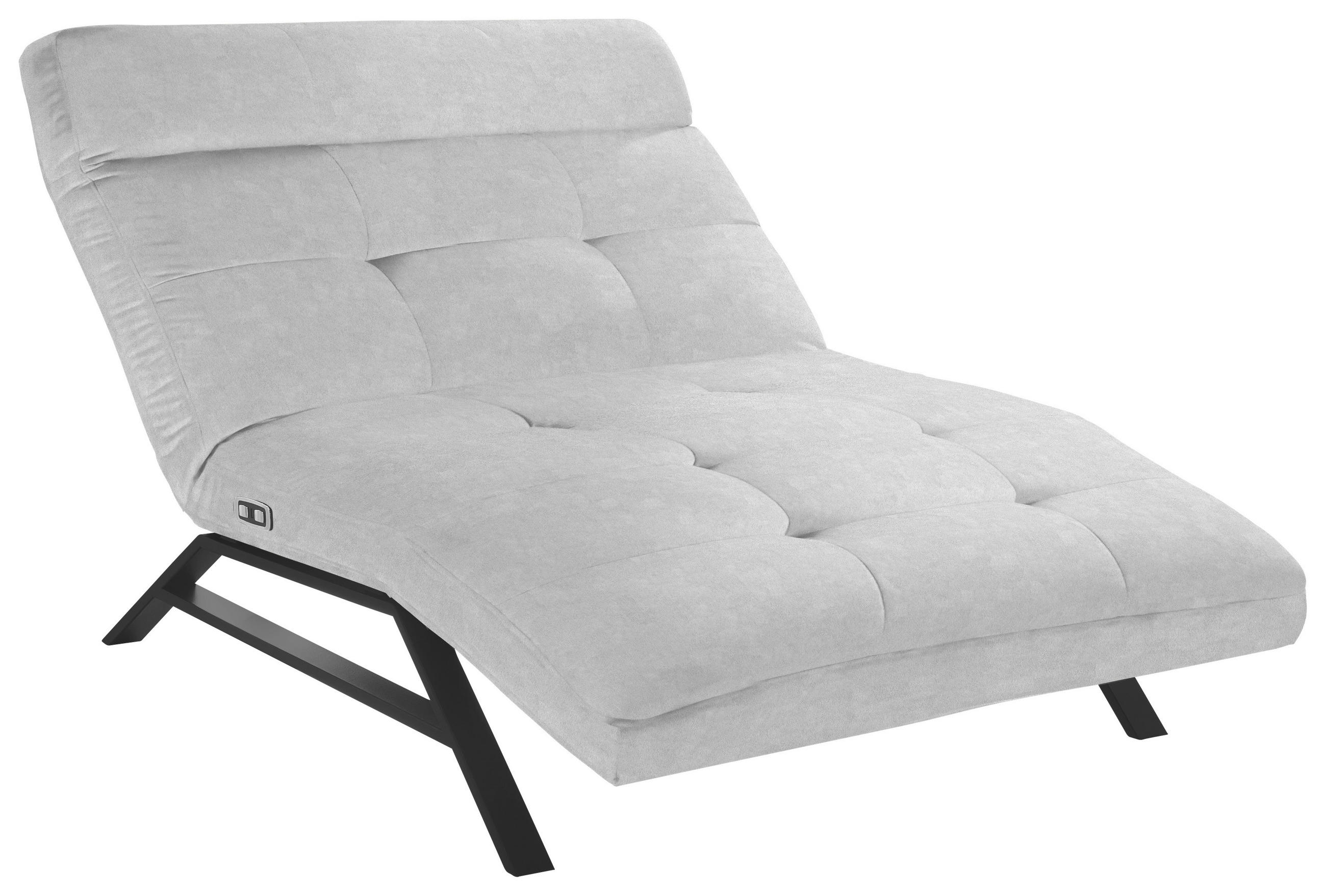 Liege mit motorischer Relaxfkt Mikrofaser Hellgrau  - Hellgrau/Schwarz, Design, Textil/Metall (120/54-113/158-198cm) - Pure Home Lifestyle