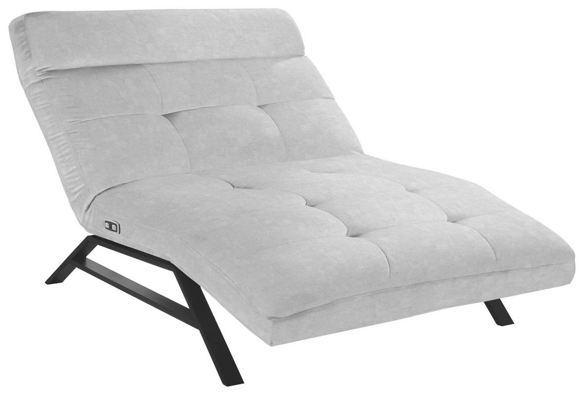RELAXLIEGE in Mikrofaser Hellgrau  - Hellgrau/Schwarz, Design, Textil/Metall (120/54-113/158-198cm) - Pure Home Lifestyle