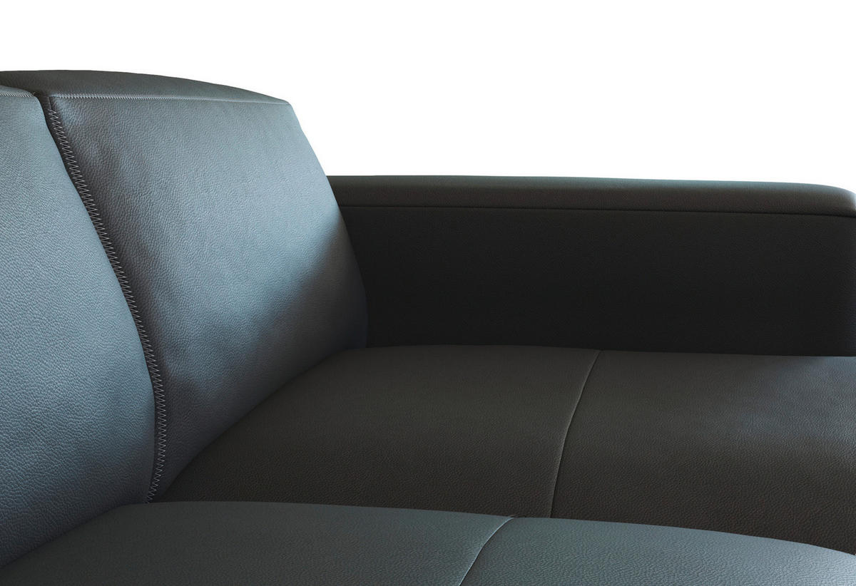 ECKSOFA Schwarz Echtleder  - Schwarz, Design, Leder/Holz (251/171cm) - Livetastic