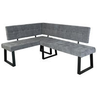 ECKBANK 134/185 cm Webstoff Hellgrau   - Hellgrau/Schwarz, MODERN, Textil/Metall (134/185cm) - MID.YOU