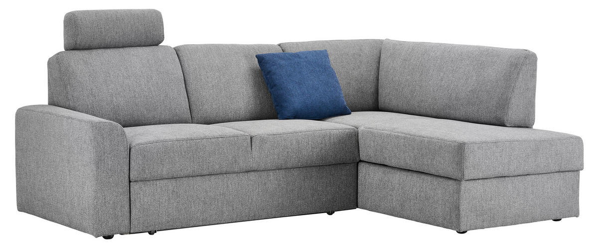 ECKSOFA in Webstoff Grau  - Schwarz/Grau, Konventionell, Kunststoff/Textil (224/165cm) - Xora