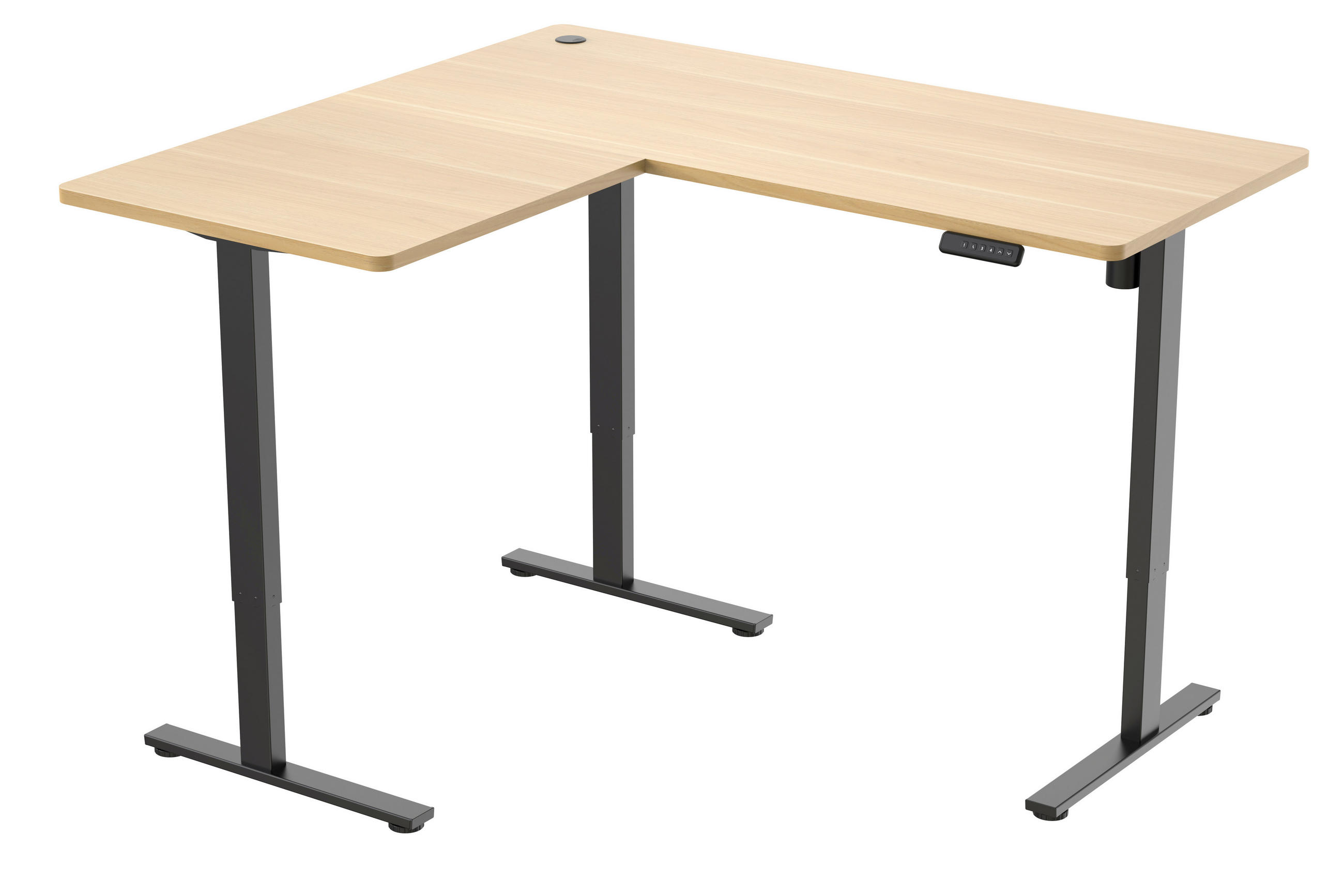 ECKSCHREIBTISCH  Schwarz, Eichefarben höhenverstellbar  - Eichefarben/Schwarz, Modern, Holzwerkstoff/Metall (160/74,5/119/140cm) - MID.YOU
