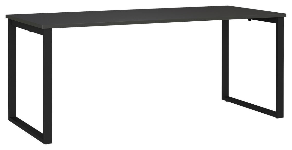 SCHREIBTISCH 180/80/75 cm, Graphitfarben, Schwarz, in verschiedenen Holz-Dekoren erhältlich, justierbare Füße  - Graphitfarben/Schwarz, MODERN, Holzwerkstoff/Metall (180/80/75cm) - Novel